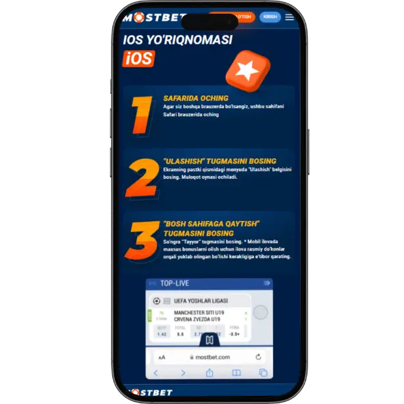 IOS uchun Mostbet ilovasini yuklab oling
